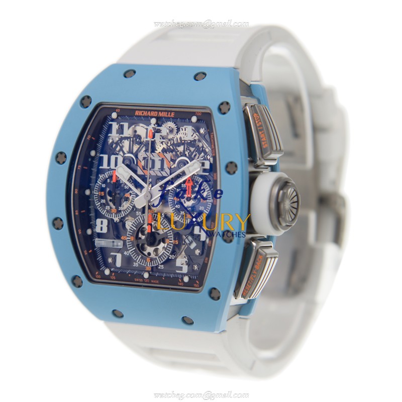 Richard Mille RM011-TI-ATZ-B Replica Watch, Silver Dial, Ceramic Case, White Rubber Strap, Automatic - Image 3