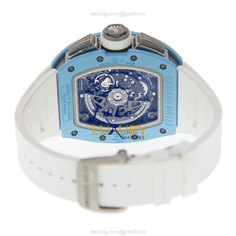 Richard Mille RM011-TI-ATZ-B Replica Watch, Silver Dial, Ceramic Case, White Rubber Strap, Automatic - Image 4