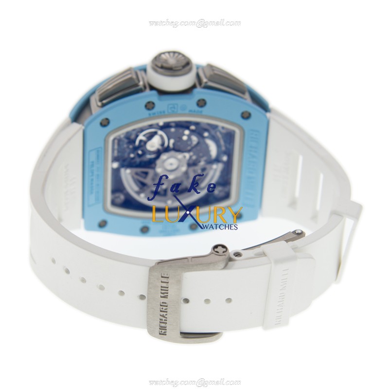 Richard Mille RM011-TI-ATZ-B Replica Watch, Silver Dial, Ceramic Case, White Rubber Strap, Automatic - Image 5