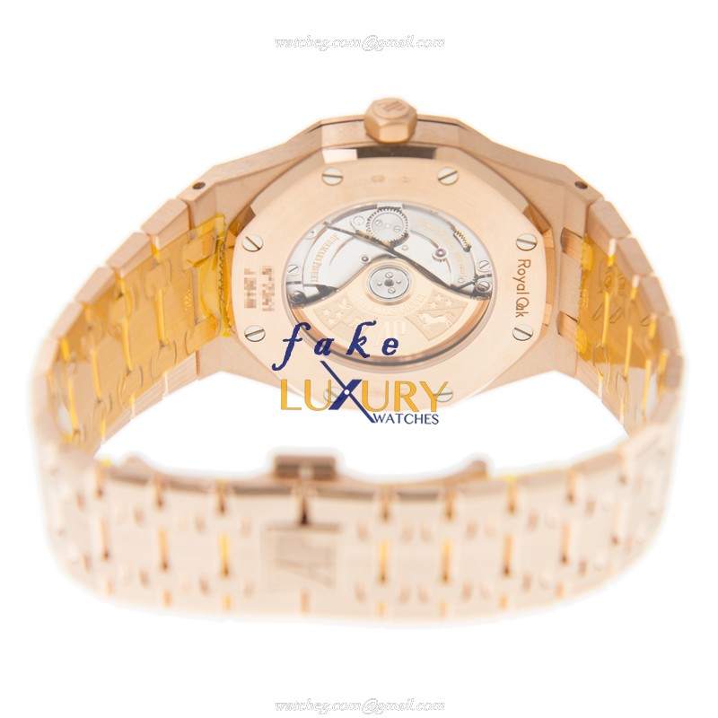 Audemars Piguet 15400OR.OO.1220OR.03 Royal Oak Automatic 18kt Rose Gold Blue Dial Replica Watch - Image 4