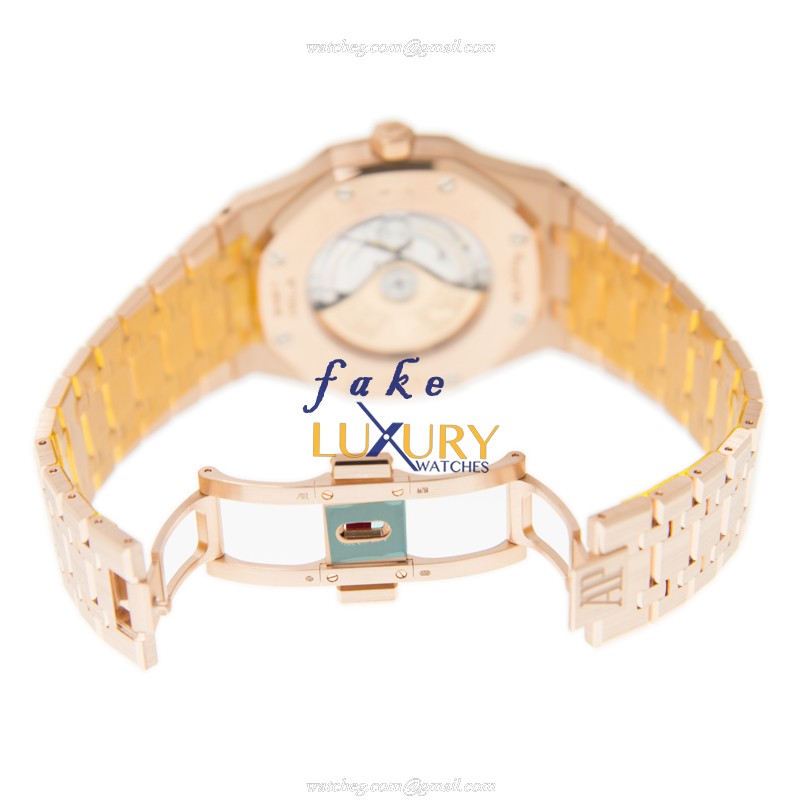 Audemars Piguet 15400OR.OO.1220OR.03 Royal Oak Automatic 18kt Rose Gold Blue Dial Replica Watch - Image 5