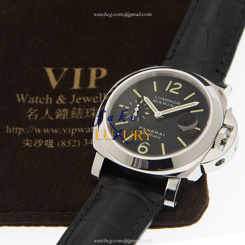 Panerai Luminor PAM00104 Automatic Stainless Steel Black Dial Alligator Strap Replica Watch - Image 5