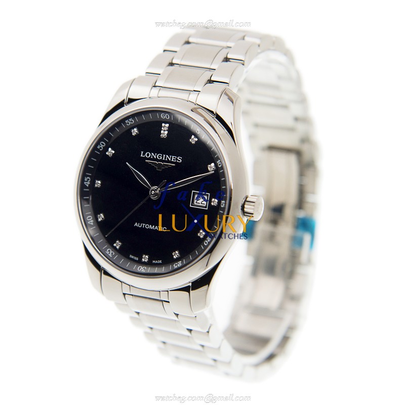 Longines L2.793.4.57.6 MASTER Automatic Replica Watch, Black Dial, Steel Case, Silver Bracelet - Image 3