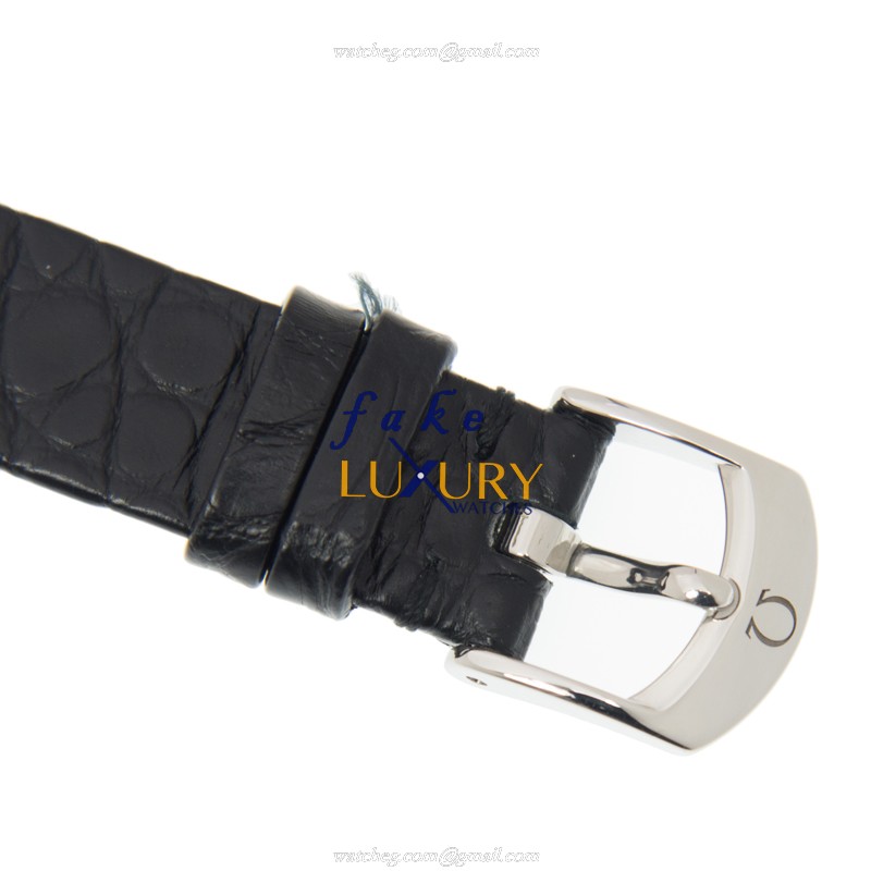 Omega 424.13.27.60.51.001 DE VILLE Quartz Steel Case Replica Watch, Black Dial, Leather Strap - Image 4