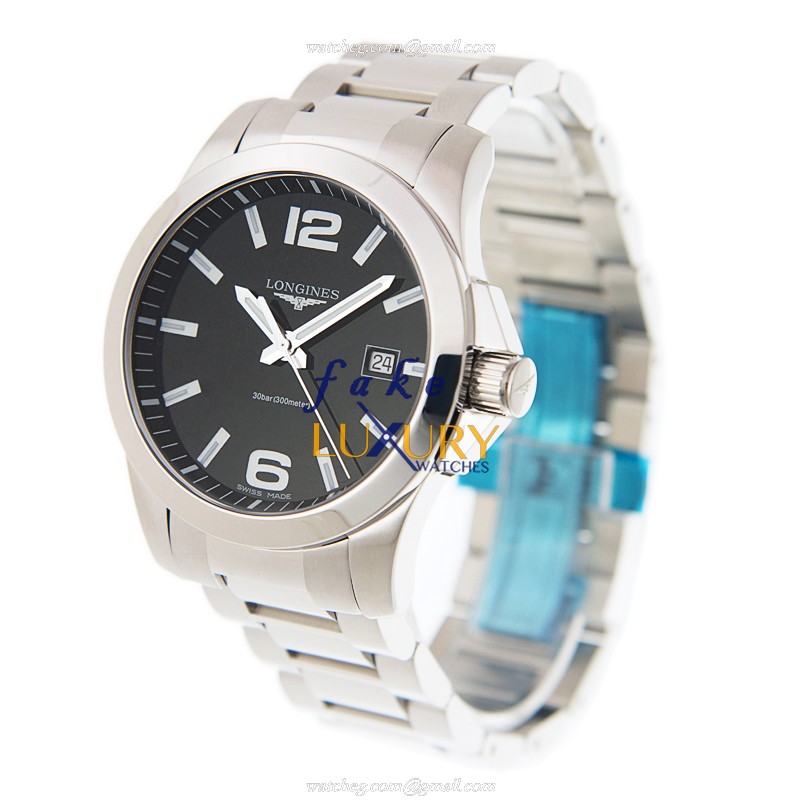 -CONQUEST-L3.759.4.58.6 - Luxury Swiss Replica Watch - Quartz - Black Dial - Stainless Steel - Image 3