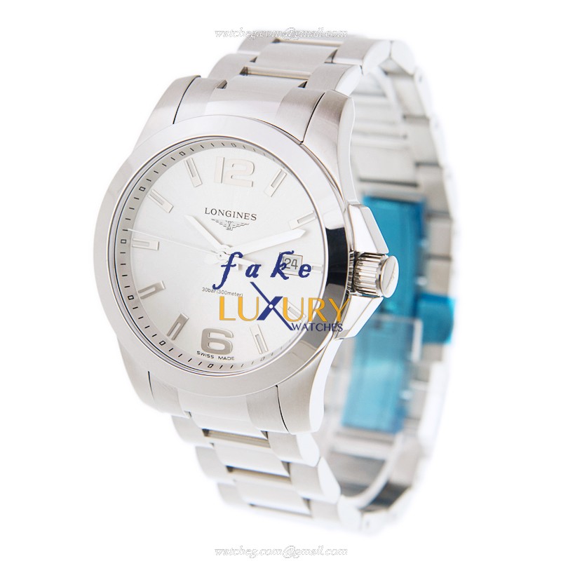 Longines L3.759.4.76.6 Conquest Quartz Silver Dial 41mm Stainless Steel Sapphire Crystal Replica - Image 3