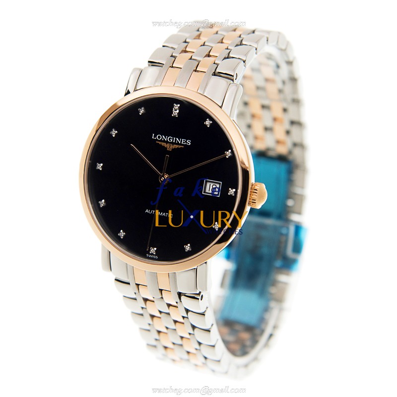 Longines L4.810.5.57.7 Replica Watch, Automatic, 37mm, Black Dial, Rose Gold & Steel - Image 3