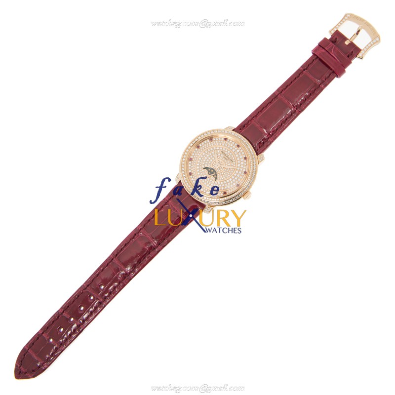 Patek Philippe 4968/400R-001 Replica Watch, Manual Wind, Silver Dial, 18kt Rose Gold & Diamonds Case - Image 2