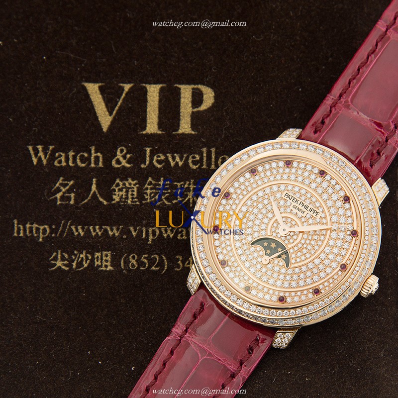 Patek Philippe 4968/400R-001 Replica Watch, Manual Wind, Silver Dial, 18kt Rose Gold & Diamonds Case - Image 5
