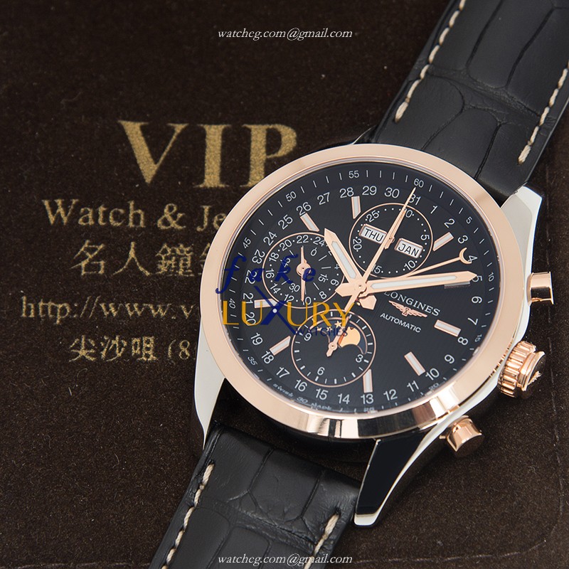 Longines Conquest L2.798.5.52.3 Replica Watch, Automatic Movement, Black Dial, Rose Gold & Steel - Image 5