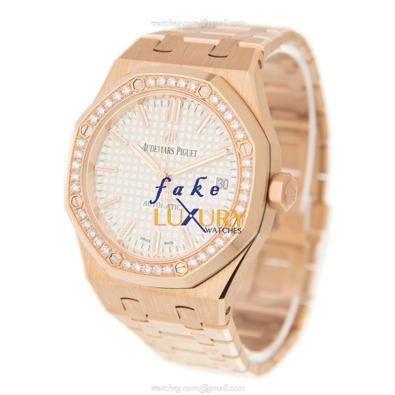 Audemars Piguet 15451OR.ZZ.1256OR.01 Royal Oak 18kt Rose Gold Diamonds Automatic Replica Watch - Image 3