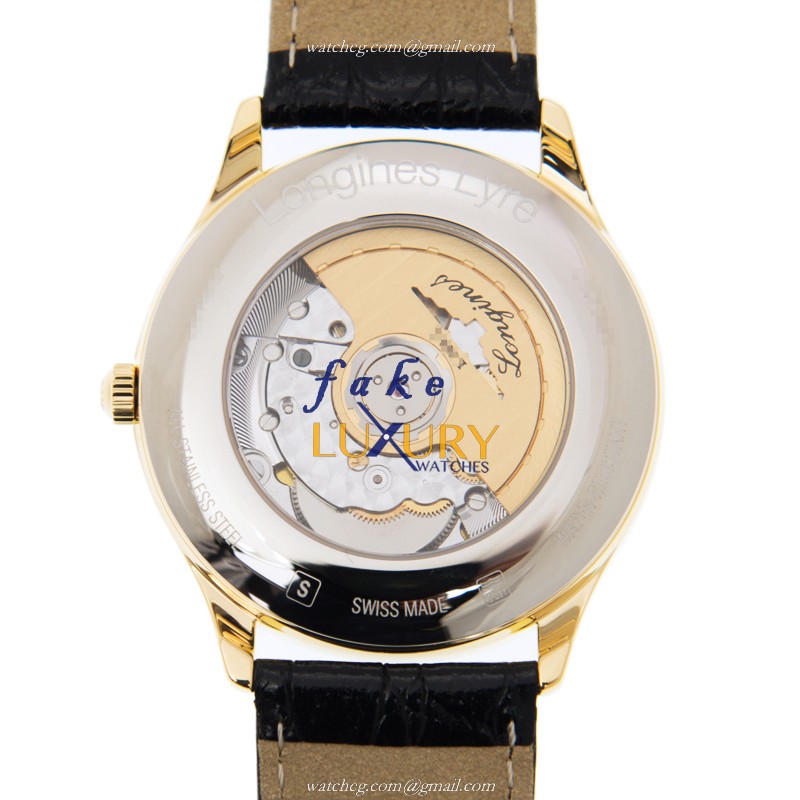 Longines L4.960.2.11.2 Lyre Replica Watch, Automatic Movement, White Dial, PVD Gold Case - Image 3