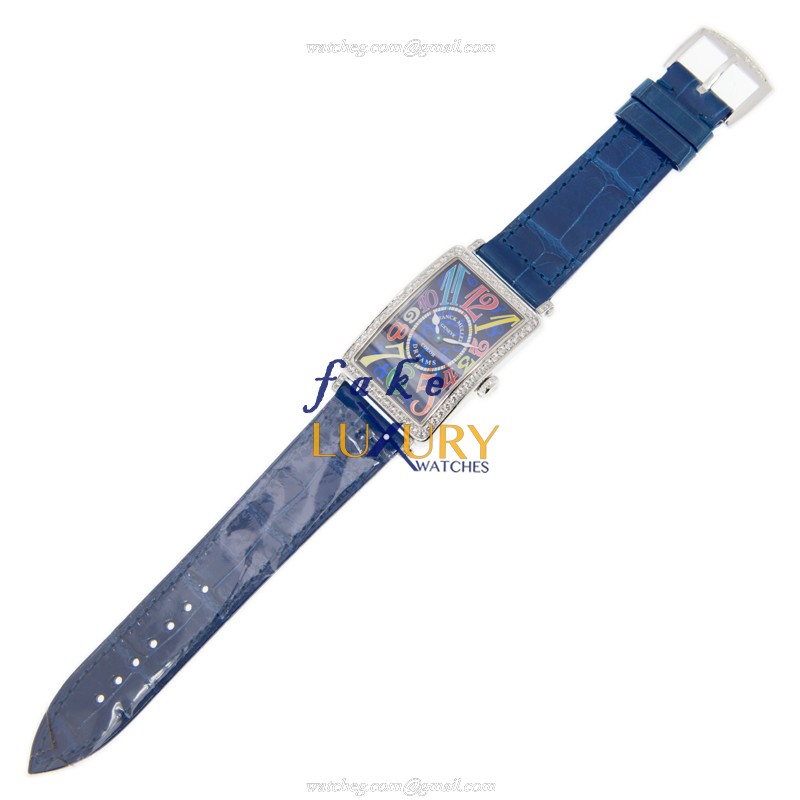 Franck Muller 952 QZ COL DRM D 1R AC Long Island Quartz Blue Dial Diamonds Replica Watch - Image 2