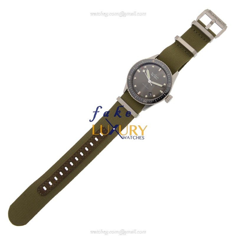 Blancpain Fifty Fathoms 5000-1110-NAKA Automatic Green Canvas Steel Replica Watch - Image 2