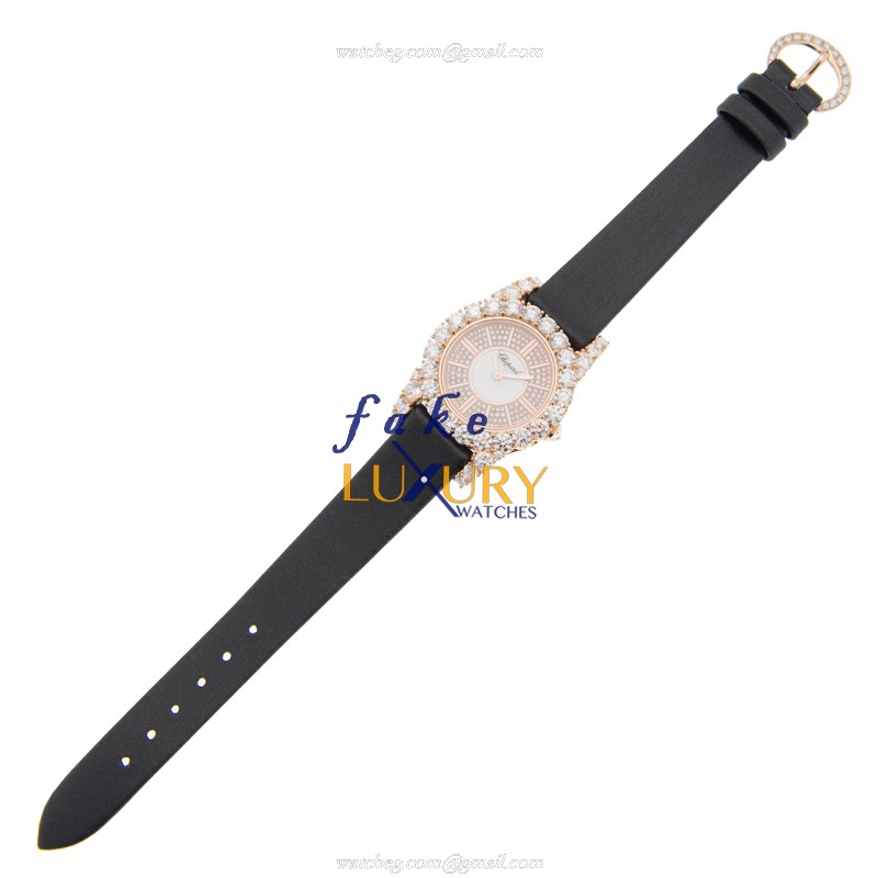 Chopard 139377-5101 Replica Watch, Automatic, 18kt Rose Gold & Diamonds, Silk Strap, Gold Dial - Image 2
