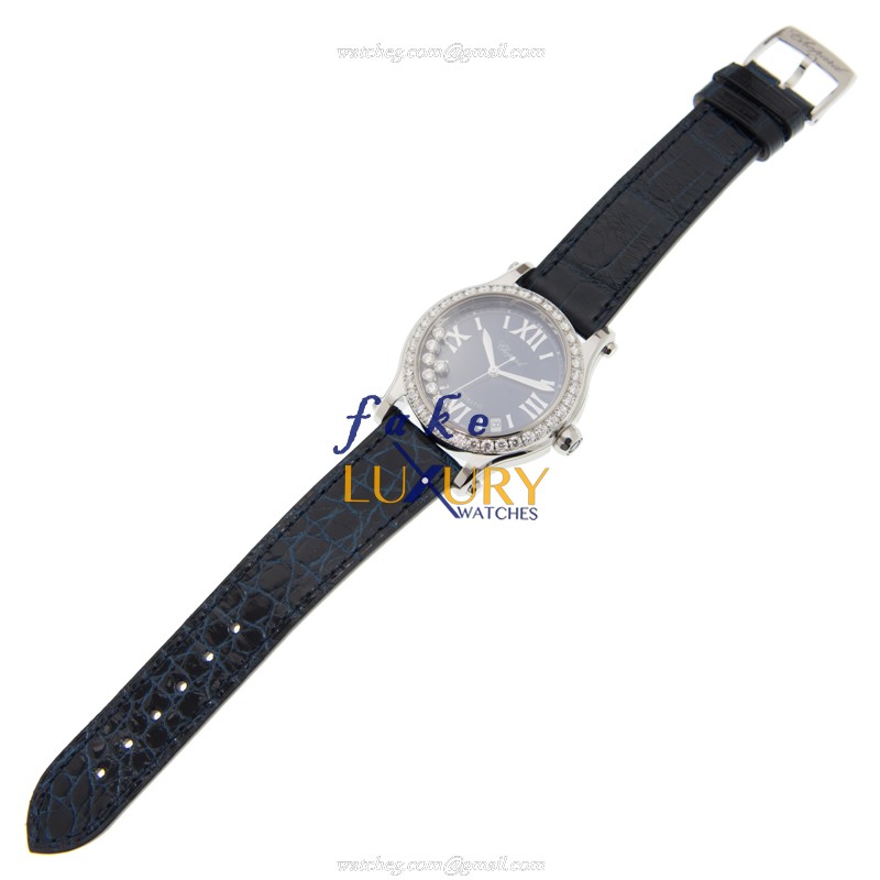 Chopard 278559-3006 HAPPY SPORT Automatic Stainless Steel Replica Watch - Blue Dial, Alligator Strap - Image 2