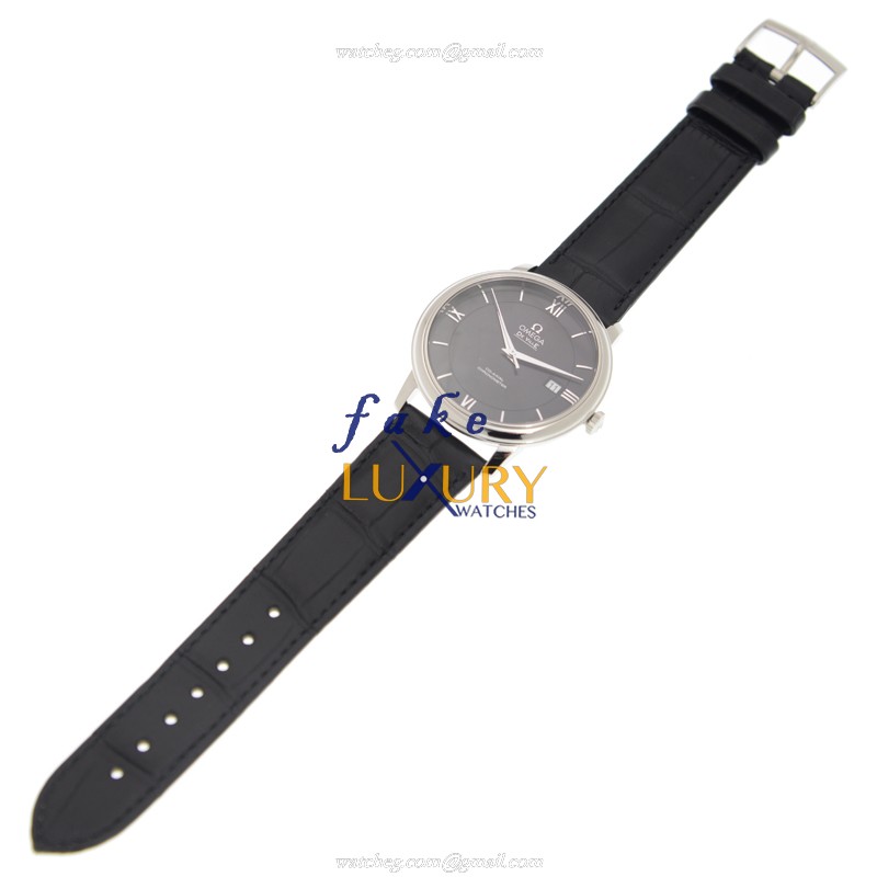Omega 424.13.40.20.01.001 Automatic Replica Watch, Stainless Steel Case, Black Dial, Leather Strap - Image 2