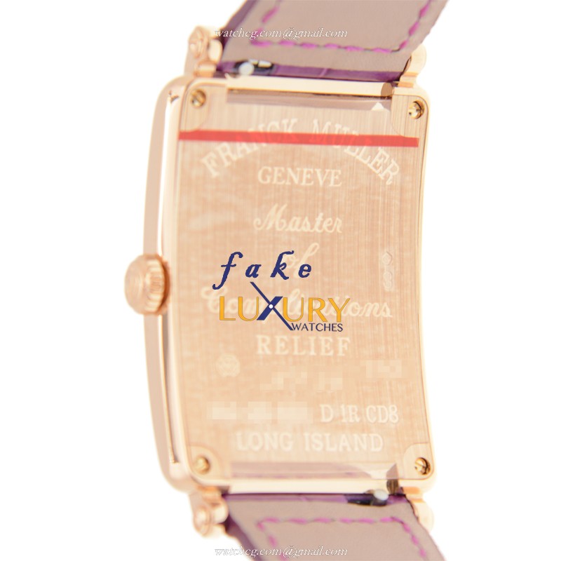 Franck Muller 952QZREL1R LONG ISLAND Quartz Rose Gold Diamond Replica Watch 26mm White Dial Purple - Image 3