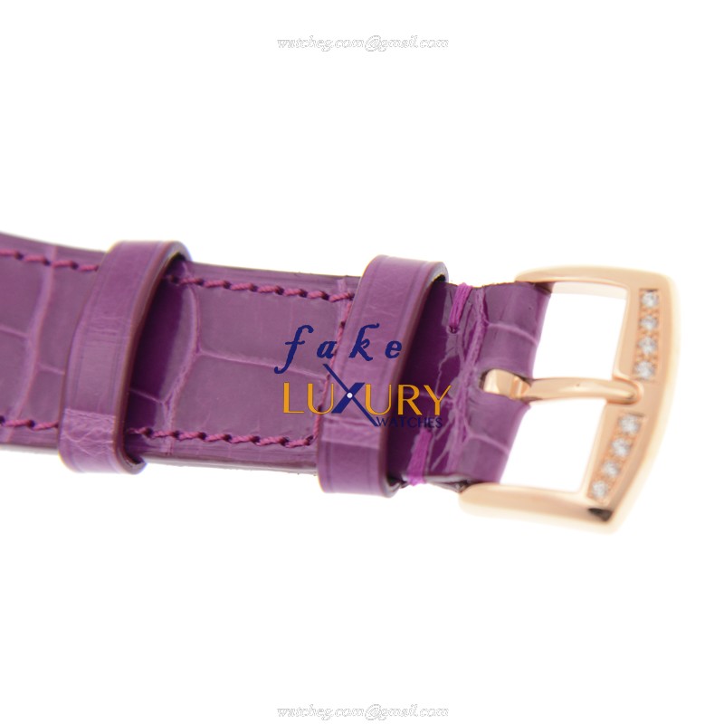Franck Muller 952QZREL1R LONG ISLAND Quartz Rose Gold Diamond Replica Watch 26mm White Dial Purple - Image 4
