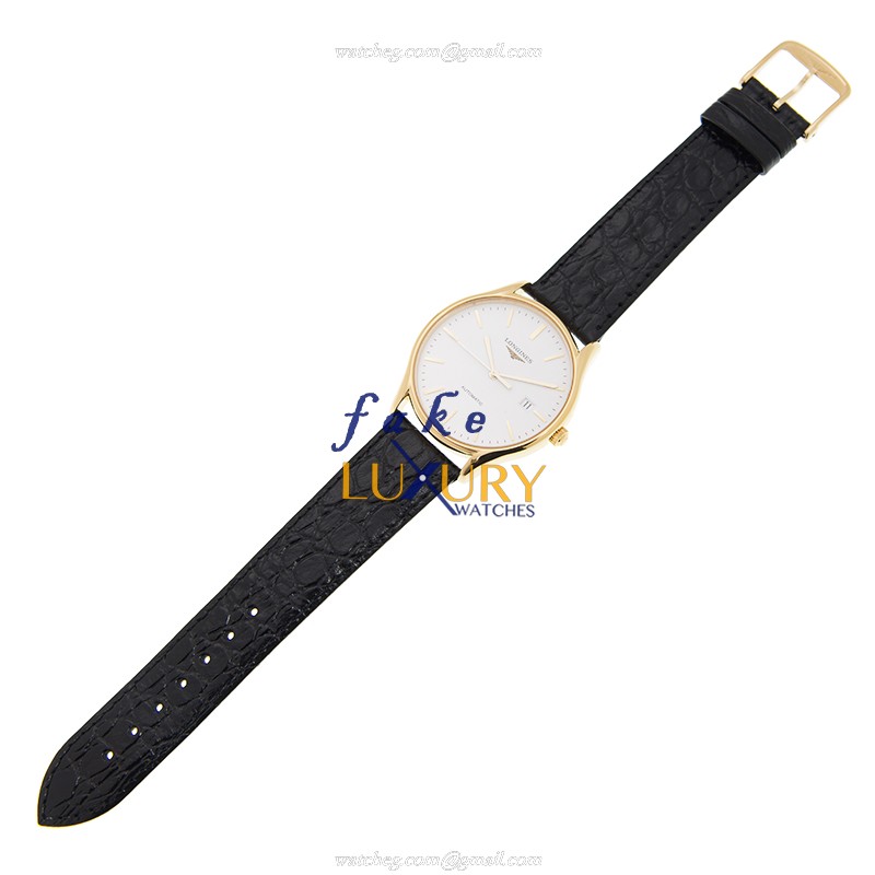 Longines Lyre L4.960.2.12.2 Automatic 18kt Gold Steel White Dial Alligator Strap Replica Watch - Image 2
