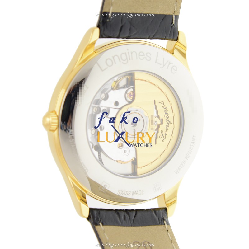 Longines Lyre L4.960.2.12.2 Automatic 18kt Gold Steel White Dial Alligator Strap Replica Watch - Image 3