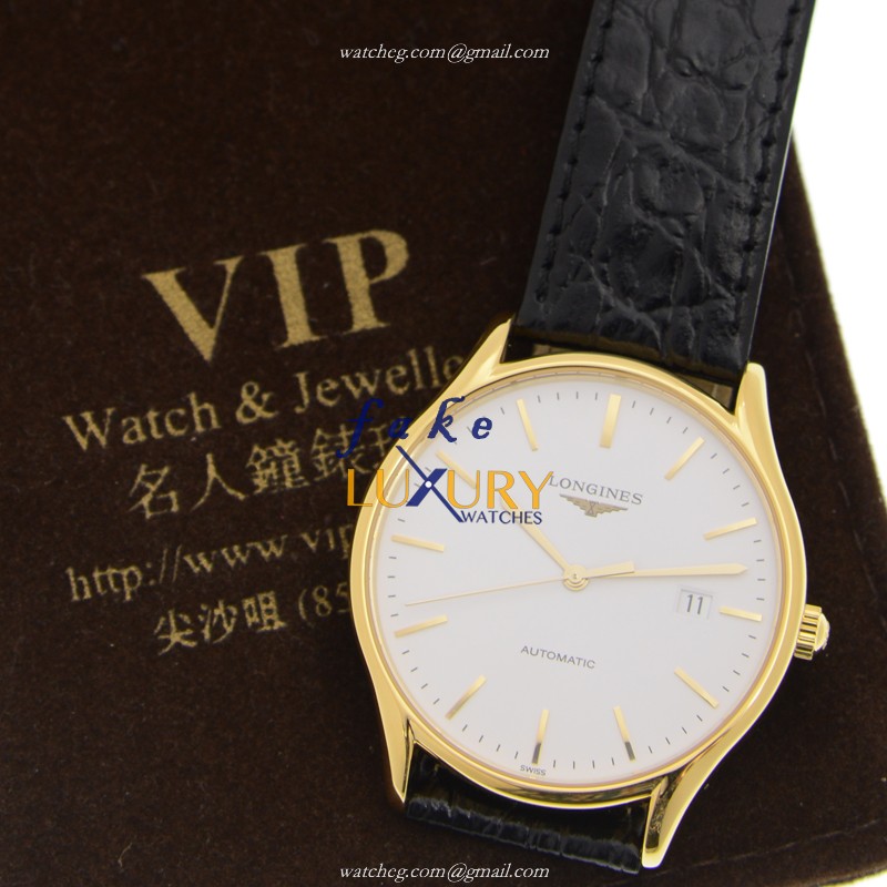 Longines Lyre L4.960.2.12.2 Automatic 18kt Gold Steel White Dial Alligator Strap Replica Watch - Image 5