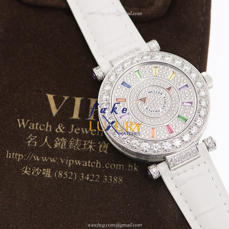 Franck Muller DM 42 COL DRM D 1R CD OG Replica Watch, 42mm, Automatic, Silver Dial, White Alligator - Image 5