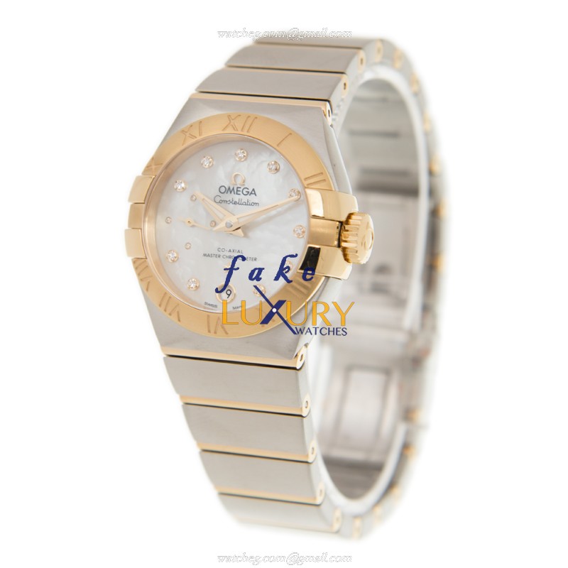 Omega 127.20.27.20.55.002 CONSTELLATION Auto 18kt Gold/Steel - White Dial - Replica Watch - Image 3