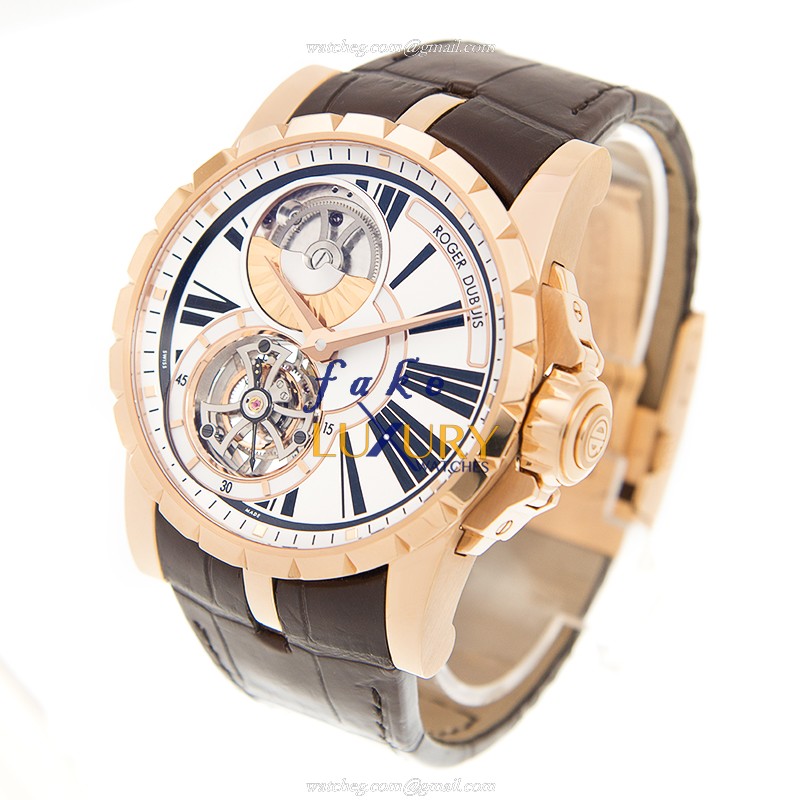 Roger Dubuis Excalibur RDDBEX0261 - Replica Watch - 45mm - White Dial - Brown Alligator Strap - Image 3