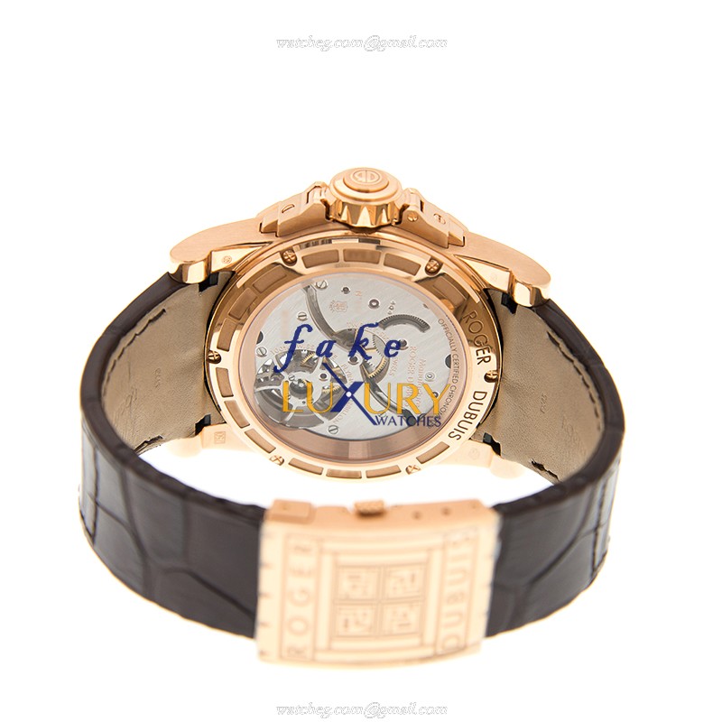 Roger Dubuis Excalibur RDDBEX0261 - Replica Watch - 45mm - White Dial - Brown Alligator Strap - Image 4