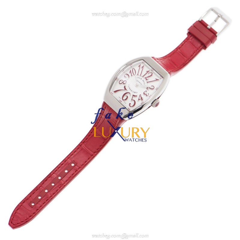 Franck Muller V 32 QZ AC.RG Vanguard Quartz Silver Dial Leather Strap Replica Watch - Image 2