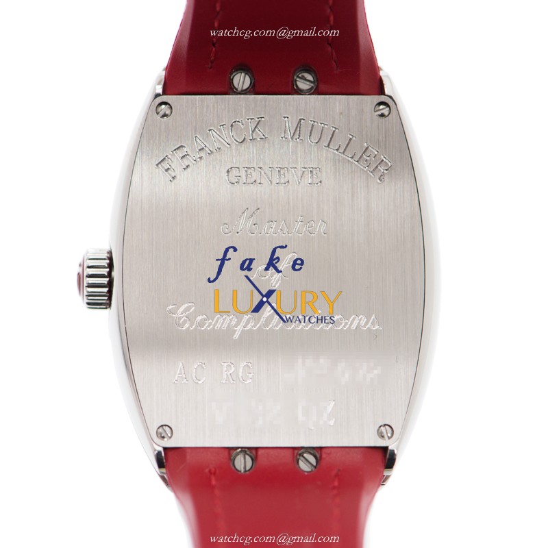 Franck Muller V 32 QZ AC.RG Vanguard Quartz Silver Dial Leather Strap Replica Watch - Image 3