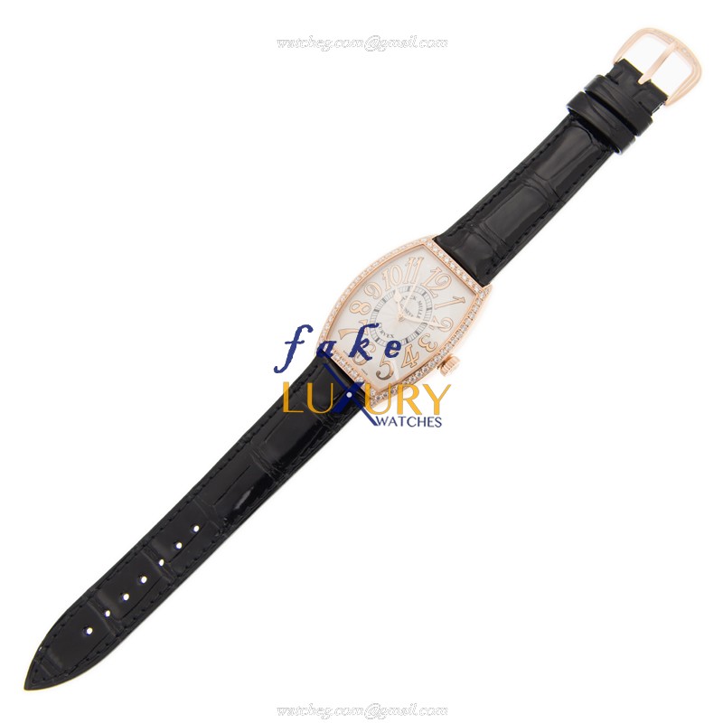 Franck Muller 5850 M SC COL DRM D 1R 5N Cintree Curvex Replica Watch White Dial Black Alligator - Image 2