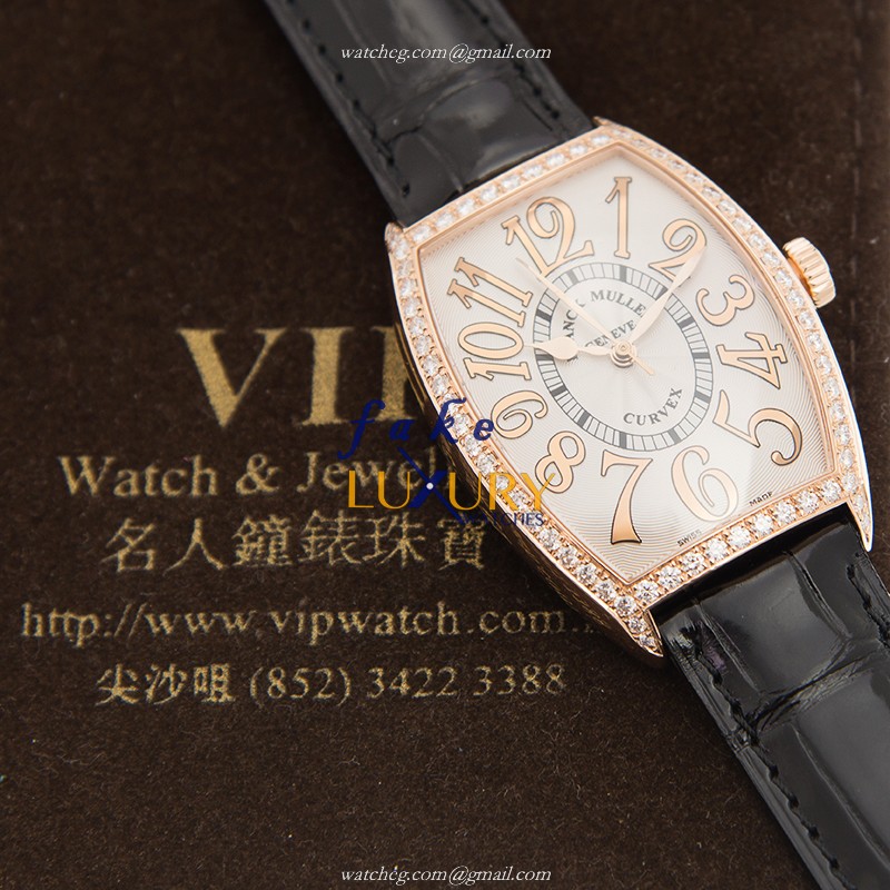 Franck Muller 5850 M SC COL DRM D 1R 5N Cintree Curvex Replica Watch White Dial Black Alligator - Image 5