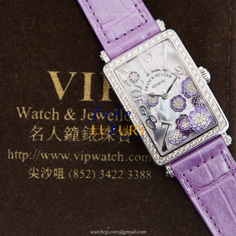 952 QZ REL MOP VL D 1R PEONY AC - Franck Muller Long Island Replica Watch - Quartz Purple Strap - Image 5
