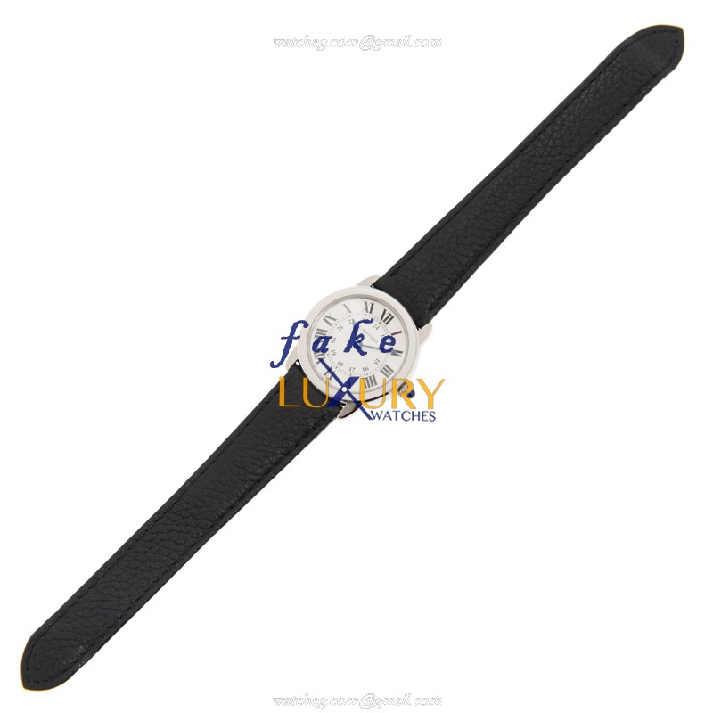 WSRN0019 - Cartier Ronde Solo De Cartier Replica Watch - Quartz Silver Dial Black Strap - Image 2