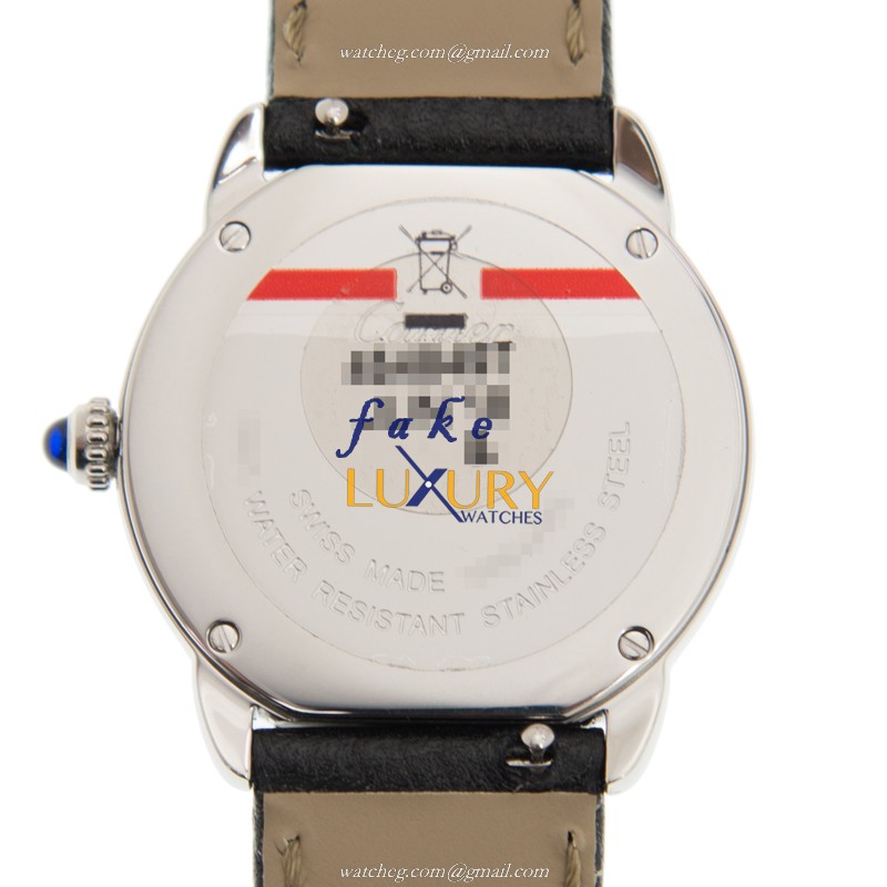 WSRN0019 - Cartier Ronde Solo De Cartier Replica Watch - Quartz Silver Dial Black Strap - Image 3