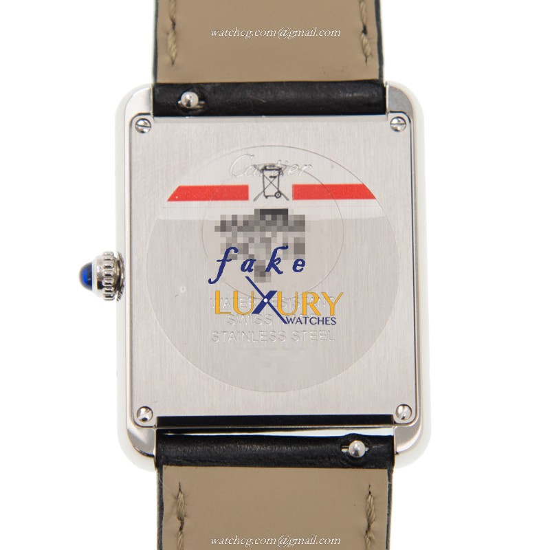 Cartier WSTA0028 TANK Quartz White Dial Black Leather Strap Stainless Steel Replica Watch - Image 3