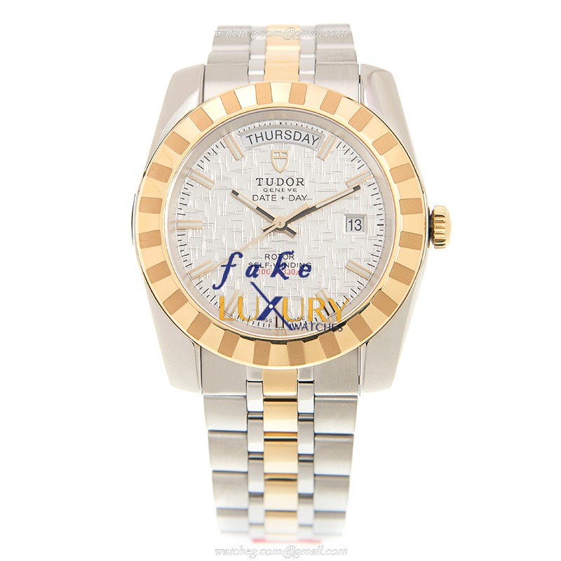 Tudor 21013-62113-SVCL CLASSIQUE Automatic 18kt Gold & Steel Replica Watch - Swiss Movement, Silver - Image 2