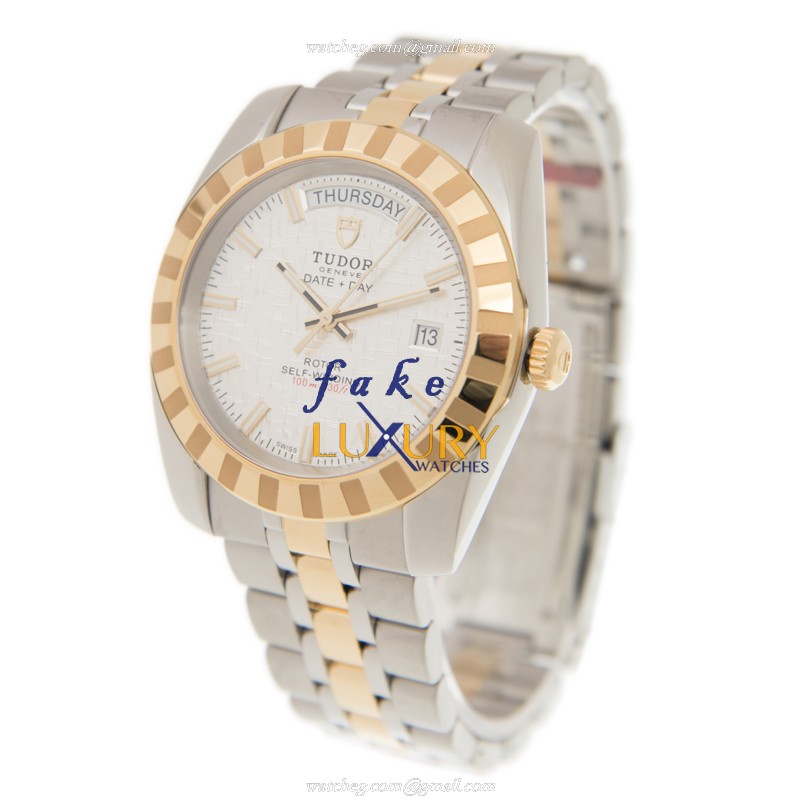 Tudor 21013-62113-SVCL CLASSIQUE Automatic 18kt Gold & Steel Replica Watch - Swiss Movement, Silver - Image 3