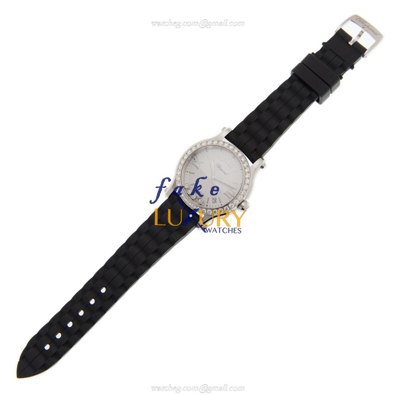 Chopard 278582-3003 Replica Happy Sport Quartz Watch - Stainless Steel Case, White Dial, Black - Image 2