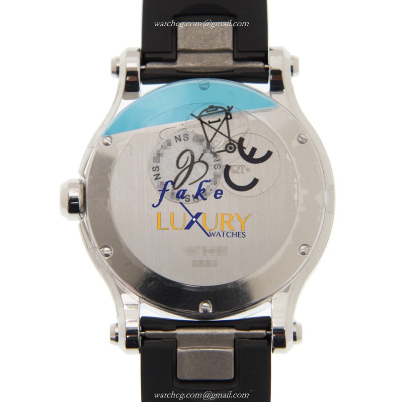 Chopard 278582-3003 Replica Happy Sport Quartz Watch - Stainless Steel Case, White Dial, Black - Image 3
