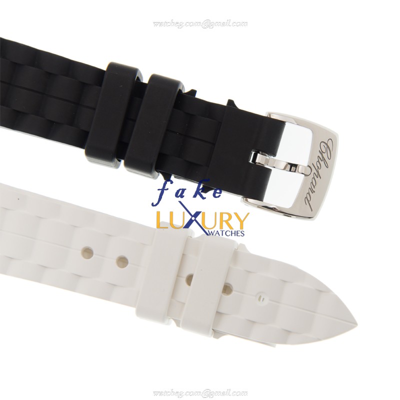 Chopard 278582-3003 Replica Happy Sport Quartz Watch - Stainless Steel Case, White Dial, Black - Image 4