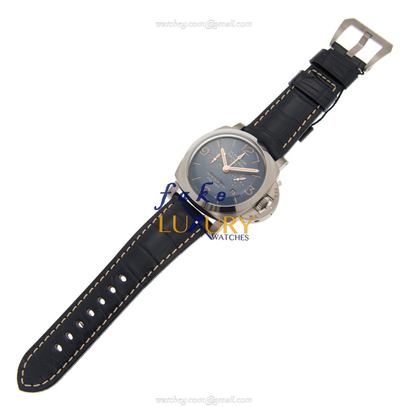- PAN00670 LUMINOR Manual Wind Titanium Replica Watch - Blue Dial - Alligator Strap - Image 2