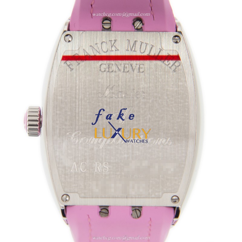 Franck Muller V32 QZ AC.RS Vanguard Quartz Replica Watch - 32mm Steel Case, White Dial, Red Leather - Image 3