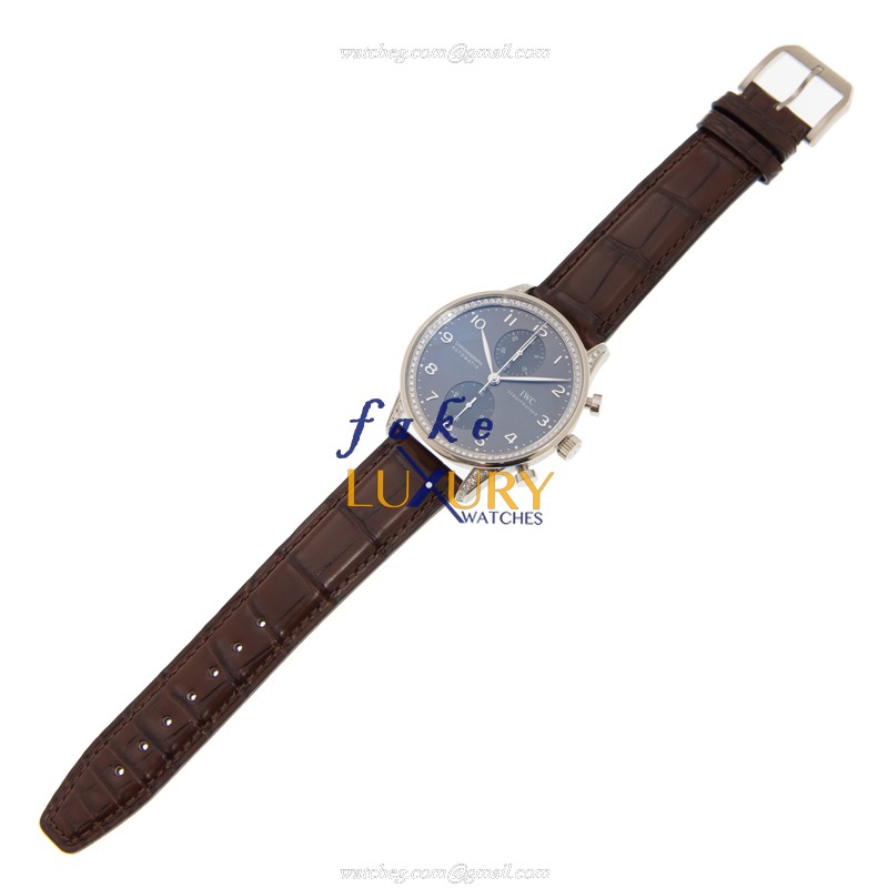 IWC IW371475 Portuguese Automatic Replica Watch, 18kt White Gold, Dark Grey Dial, Alligator Strap - Image 2