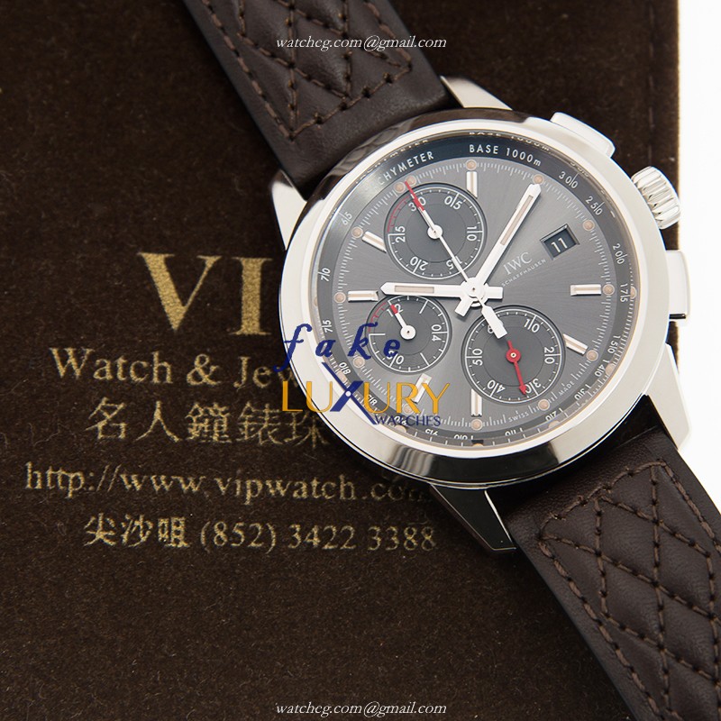 IWC IW380702 Ingenieur Replica Watch, Gray Dial, Steel Case, Brown Alligator Strap, Automatic - Image 5