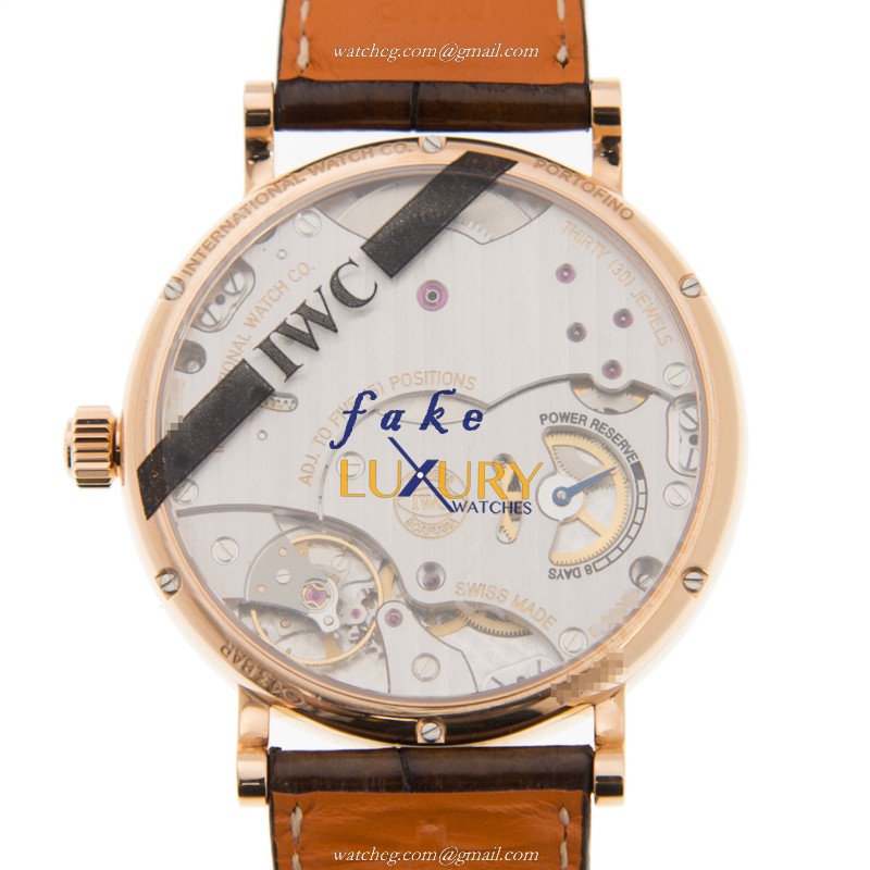 IWC IW511102 Portofino Replica Watch, Manual Wind, White Dial, 18kt Rose Gold Case, Dark Brown - Image 3