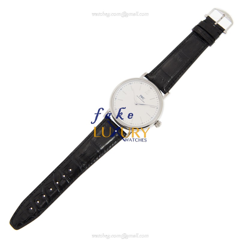 IWC IW511102 Portofino Replica Watch, Manual Wind, White Dial, Black Alligator Strap - Image 2
