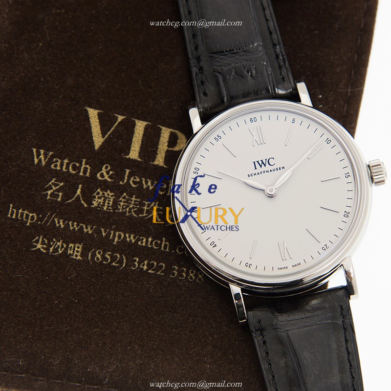 IWC IW511102 Portofino Replica Watch, Manual Wind, White Dial, Black Alligator Strap - Image 5
